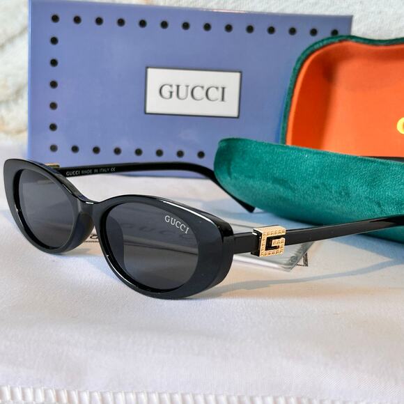 Gucci GG1680S 001 Black Oval Sunglasses Unisex New Authentic - Picture 5 of 10